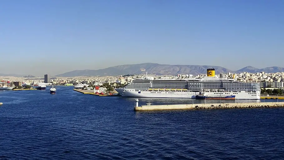 greece piraeus port ship water boat